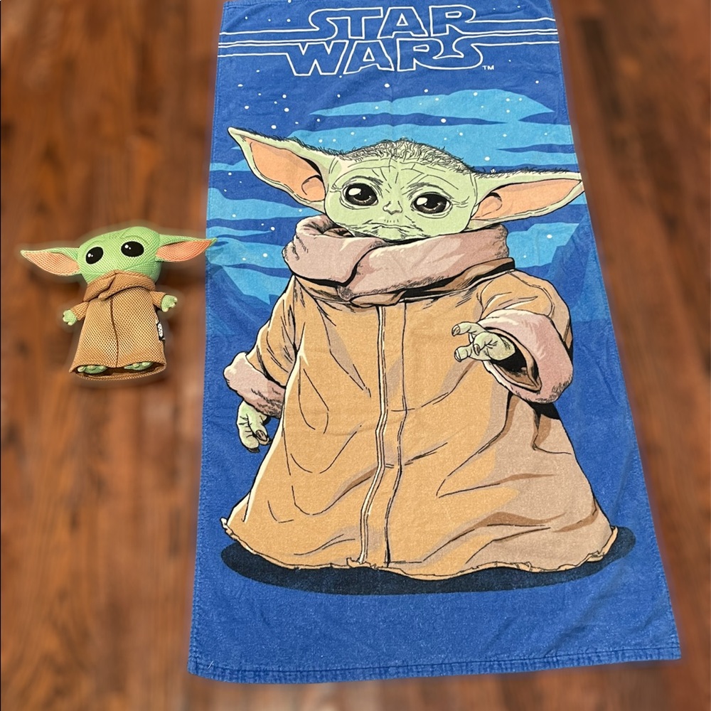 Baby Yoda Beach Towel and Water Yoda Friend